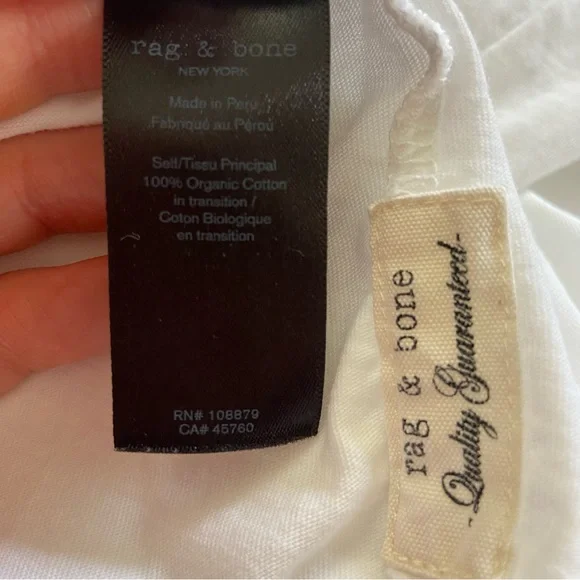 Rag & Bone Miles Cotton Lightweight White Short Sleeved Jersey T-Shirt Sz L - Picture 13 of 14